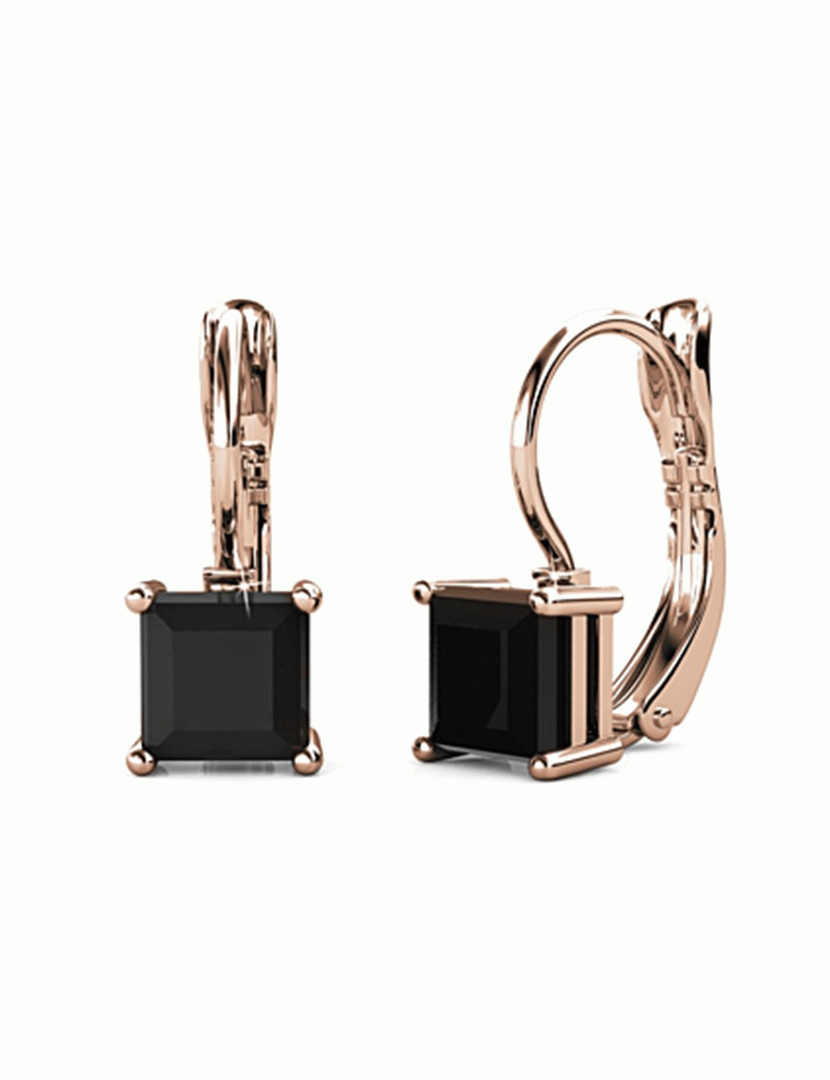 Square Earrings Black Rose Gold