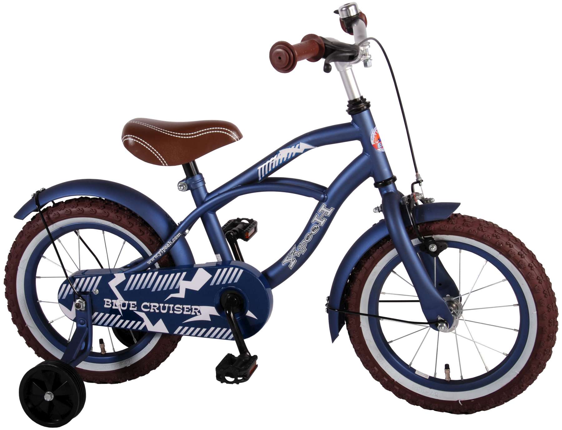 TPFSports Black Cruiser Kinderfahrrad - Jungen - 14 Zoll - Rücktritt + Handbremse - Schwarz