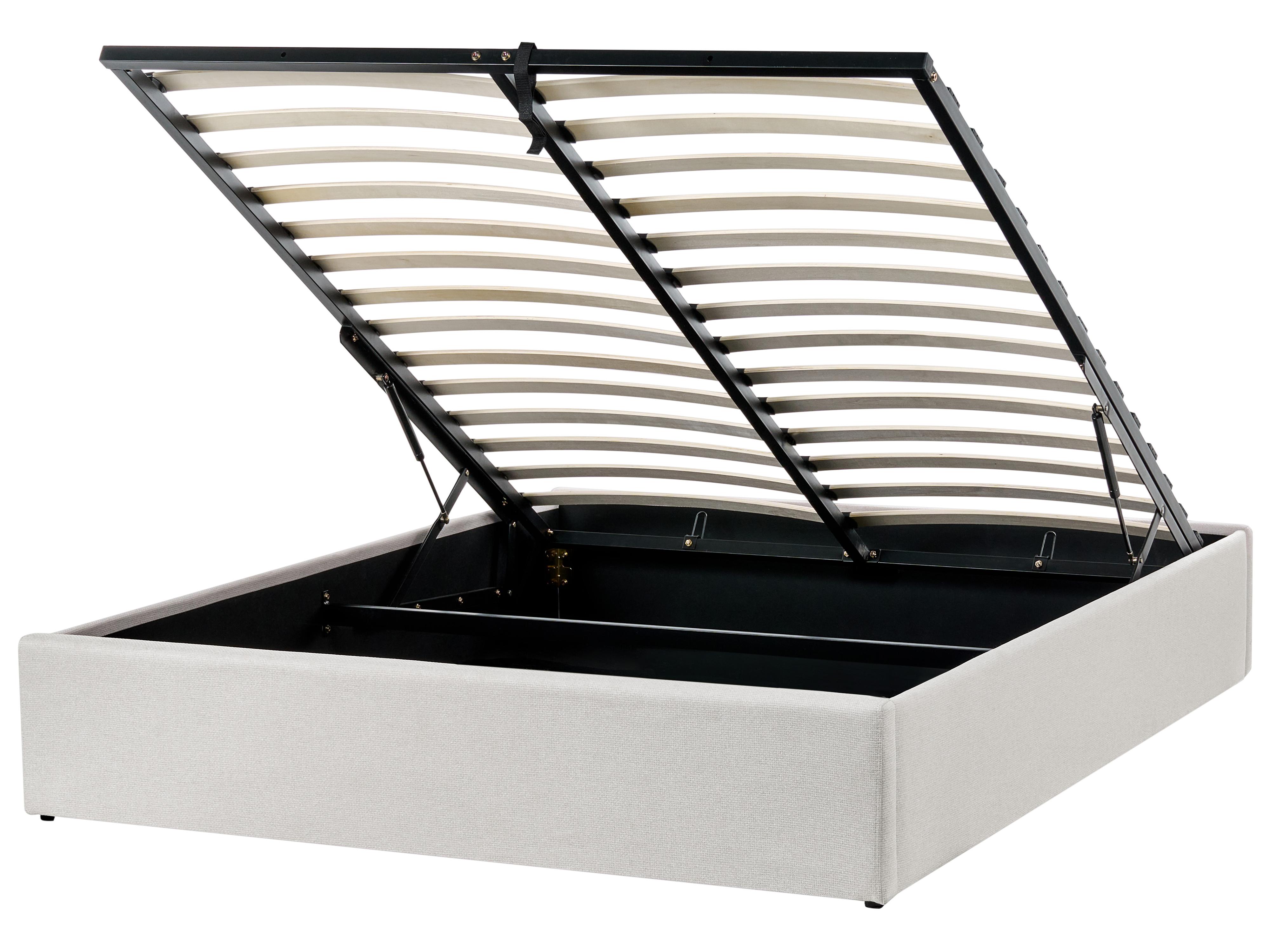 Opbergbed zonder hoofdbord Stof DINAN 140 x 200 cm Lichtbeige