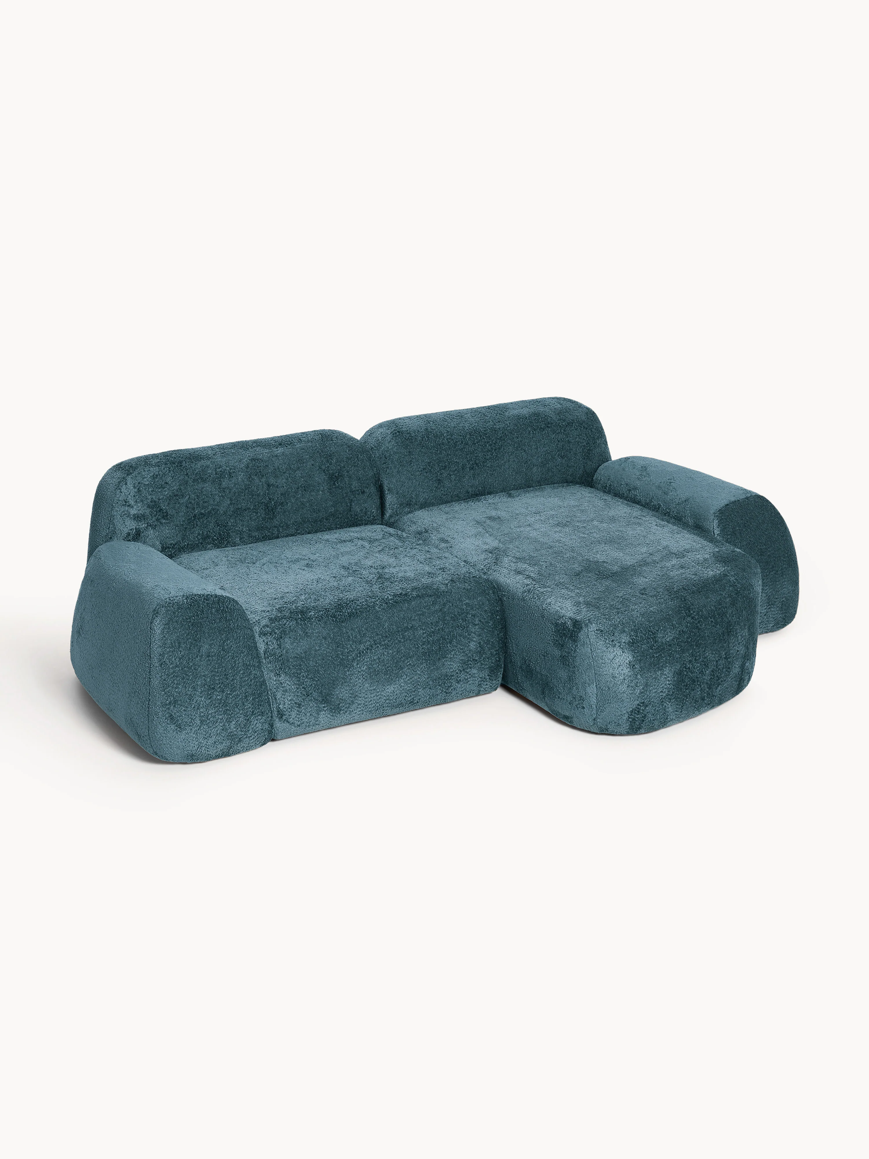 Modulaire teddy-bouclé hoekbank Wolke (3-zits)