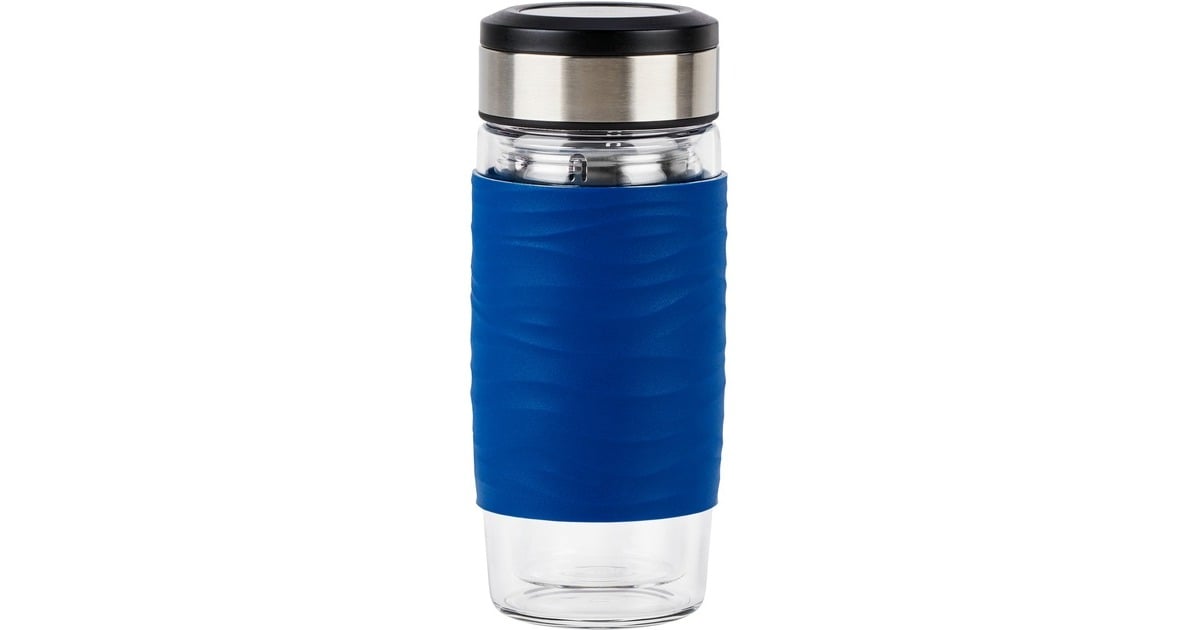 EmsaTea Mug Thermosbeker 0,4 Liter  (Blauw/transparant, Glas, schroefdop)