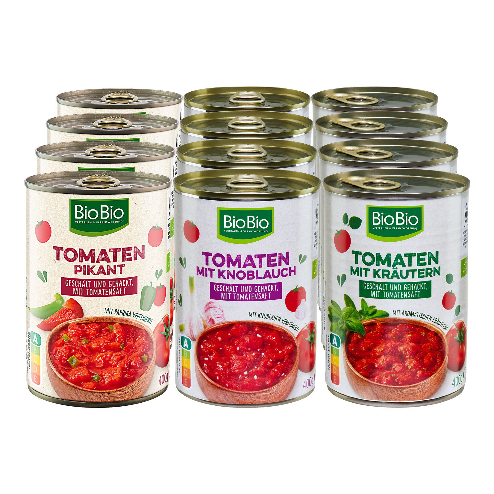 BioBio Tomaten gewürzt 400 g, verschiedene Sorten, 12er Pack