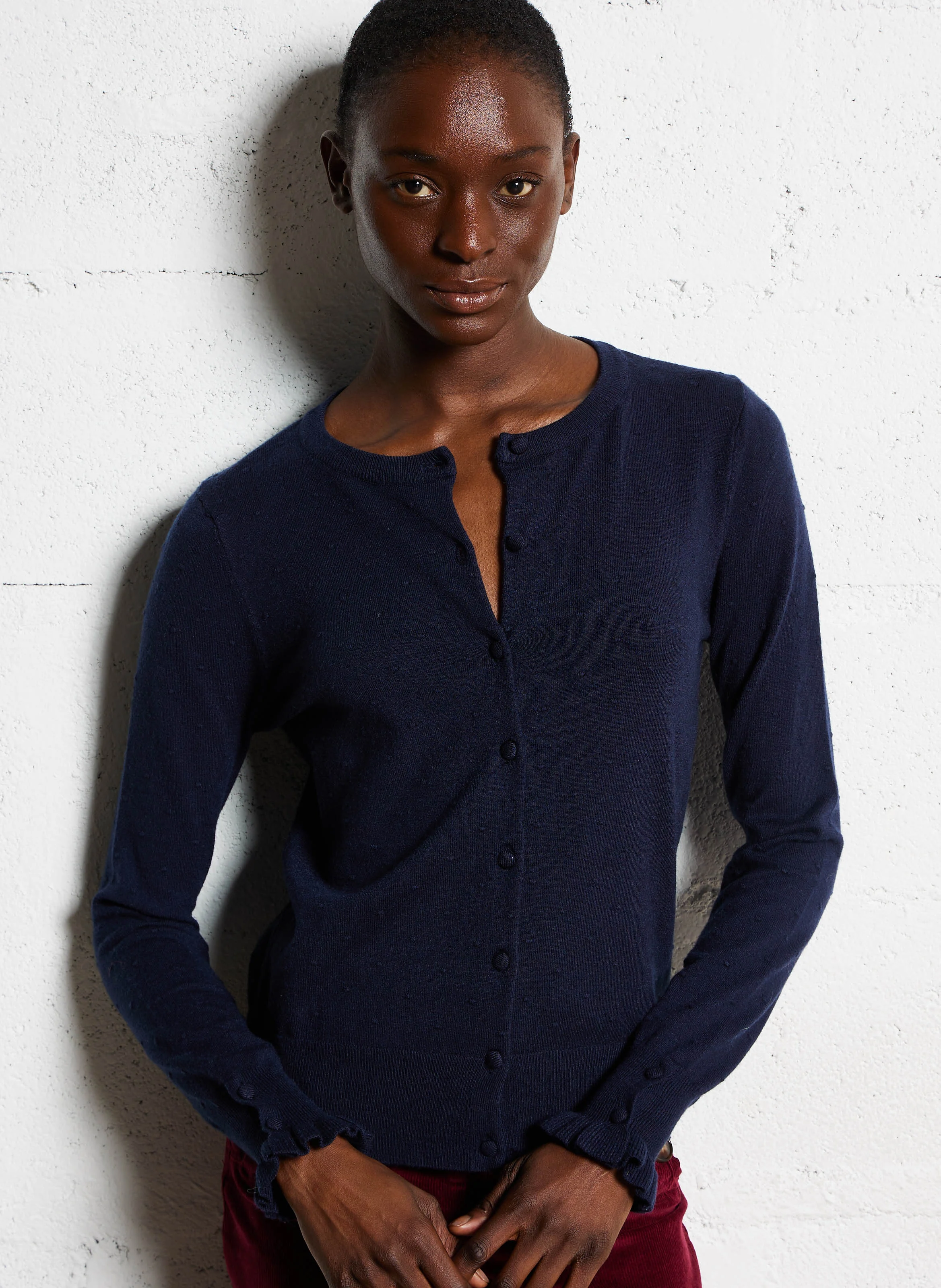 FORINA - Gilet à pois en relief | Bleu