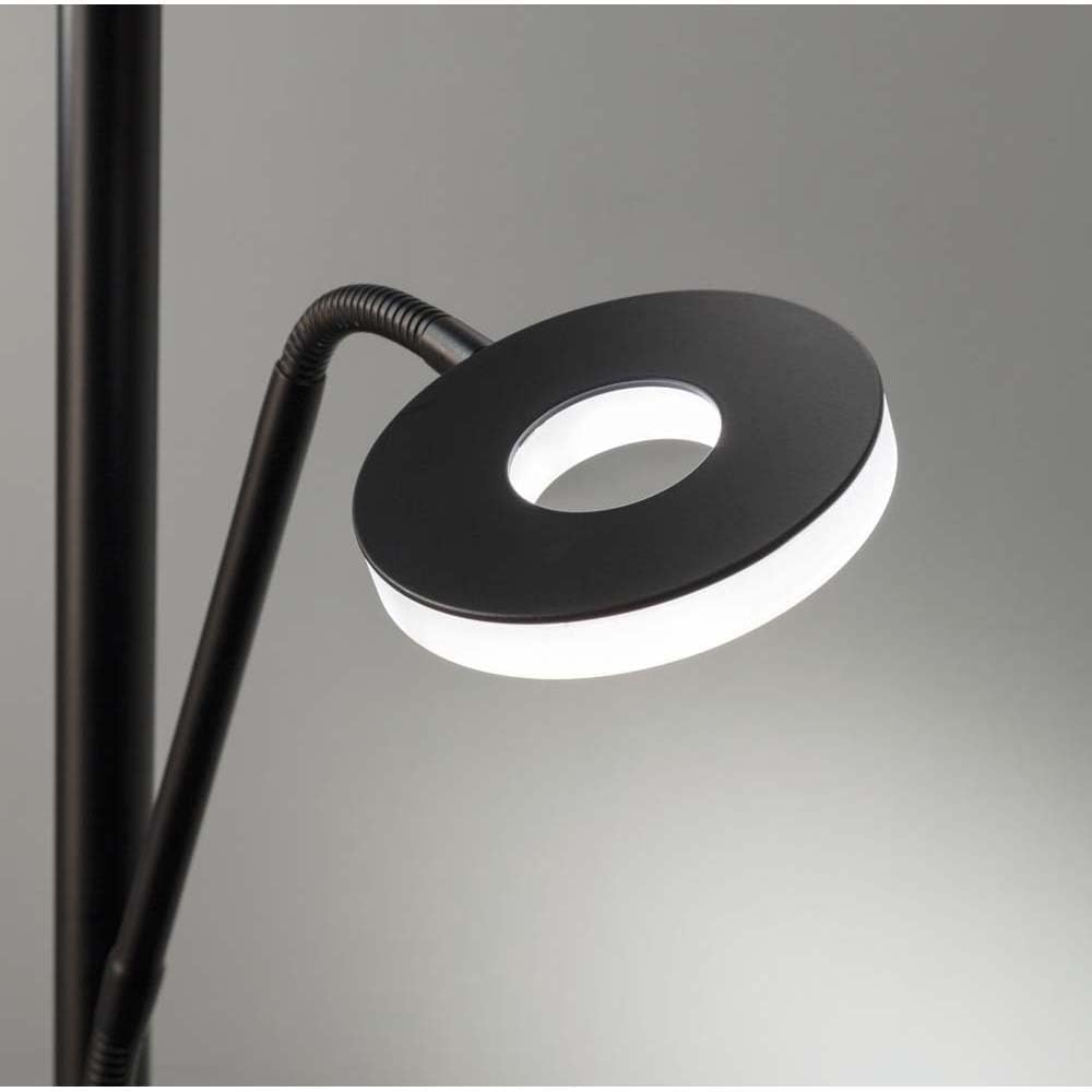 Fischer & Honsel Stehleuchte Dent | Deckenfluter & Lesearm | Helligkeit Stufenlos Dimmbar | Farbtemperatureinstellung 3 Stufen | Tastdimmer | 40318 | EEG: F, Schwarz