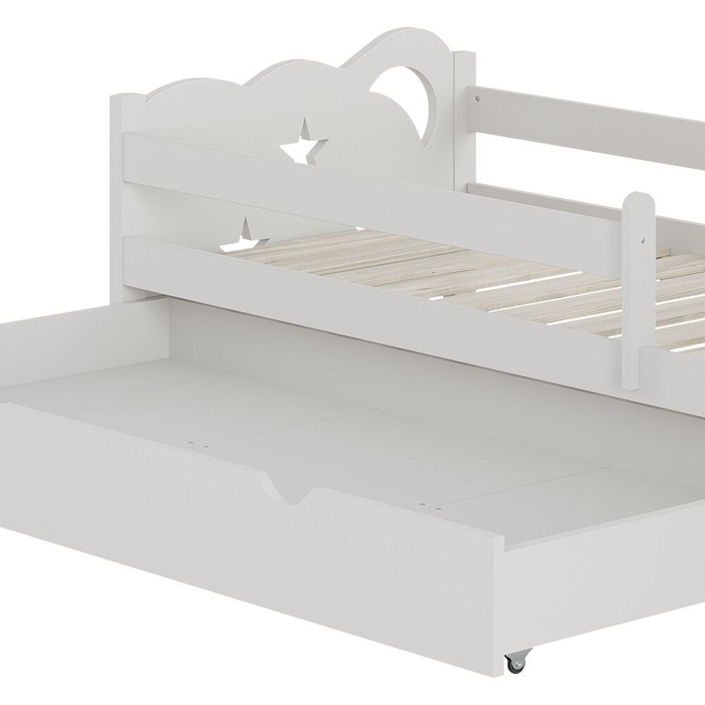 VitaliSpa Kinderbett Einzelbett Juniorbett Jessica Weiß 160x80 cm modern Kinderzimmer Bett Bettschublade Rausfallschutz