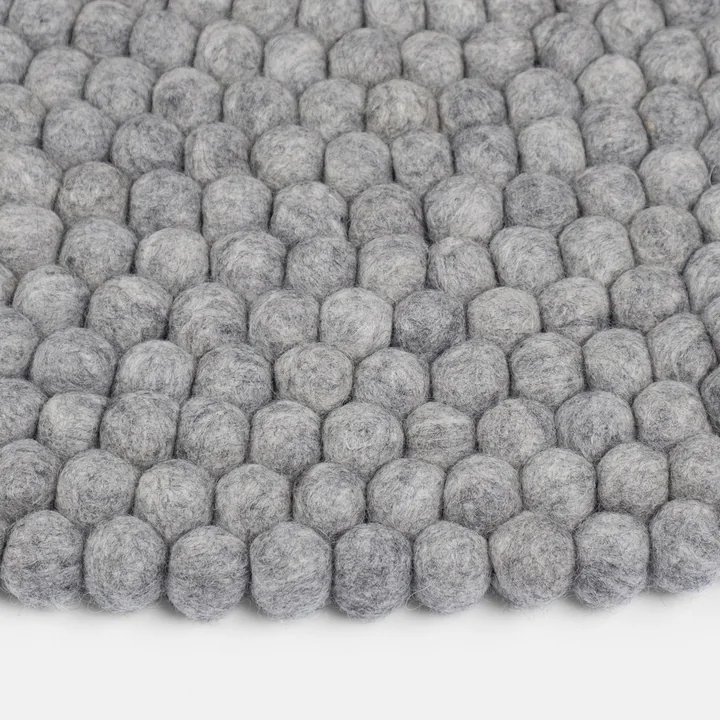 myfelt - Carl Filzkugelteppich, Ø 90 cm, grau meliert