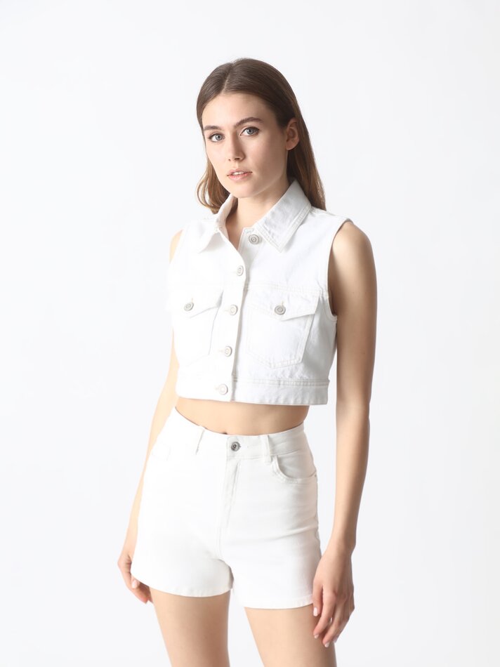 Shorts jeans básicos - Branco