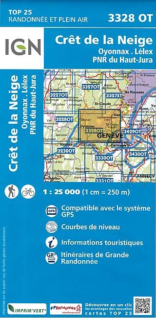 IGN - TOP25 3328OT CRET DE LA NEIGE 1 25 000