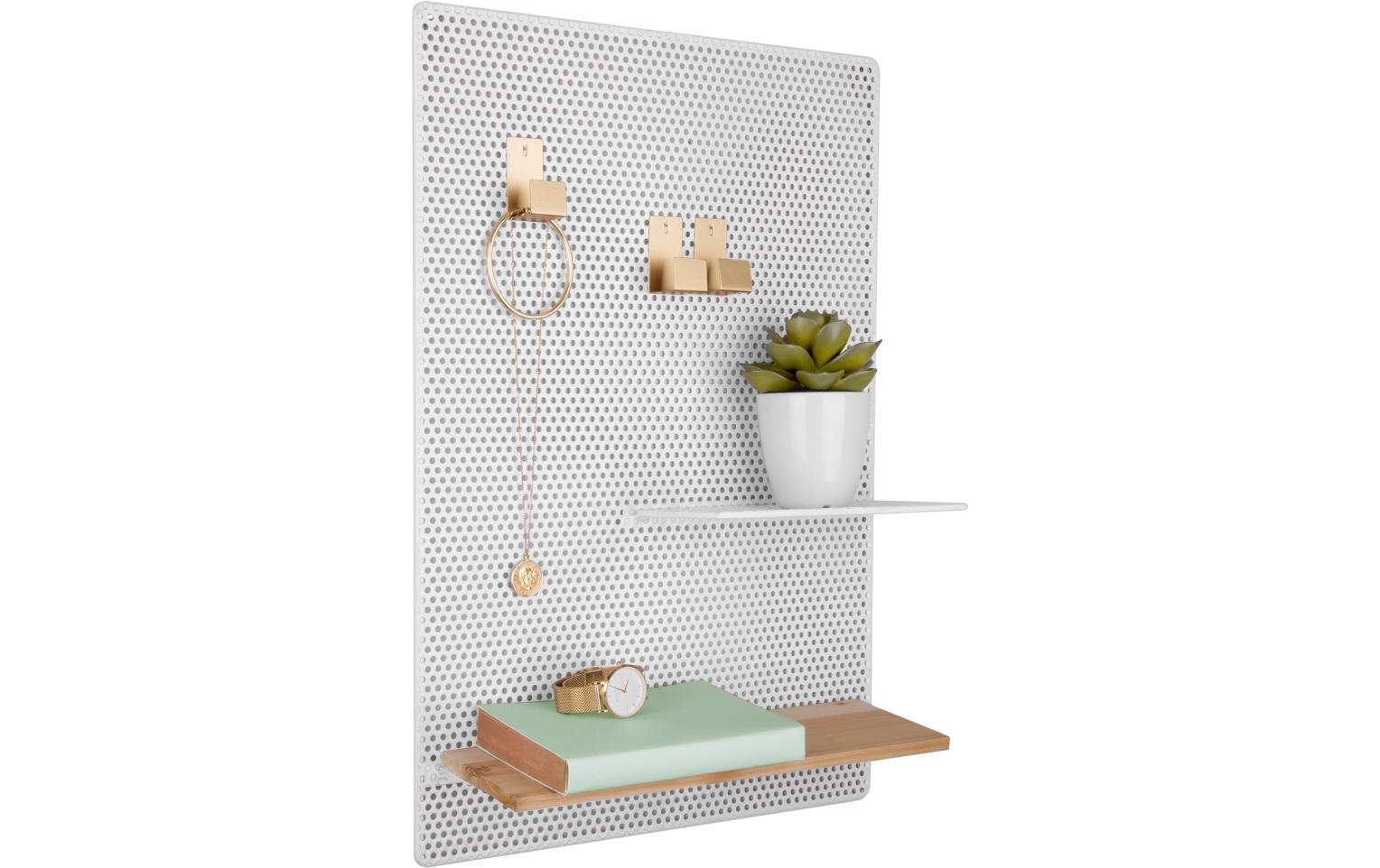 Memotafel mit Ablagen 52 x 34.5 cm, WeissMemo Board aus Eisen