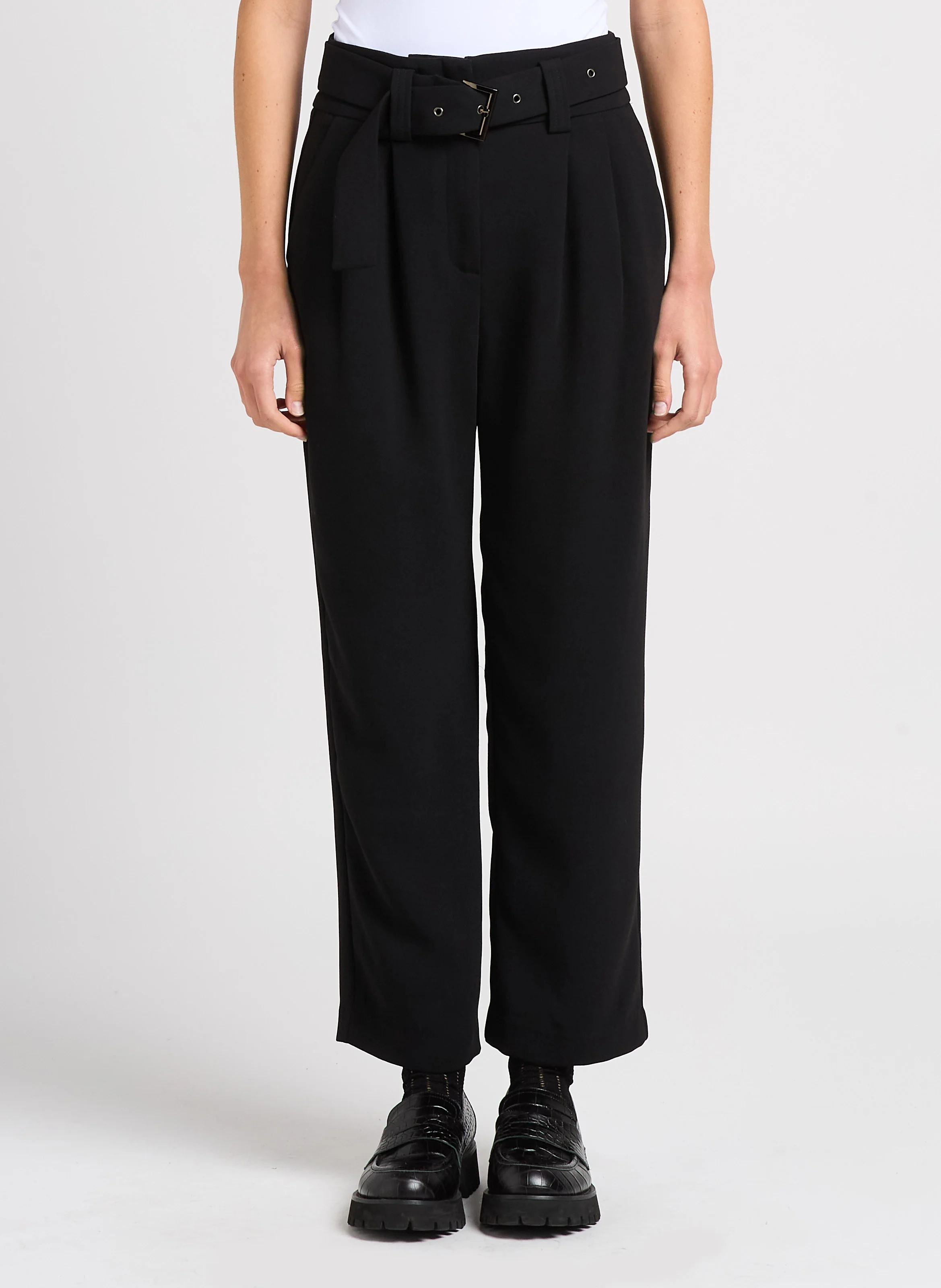 JARED - Pantalon à pinces taille haute | Noir