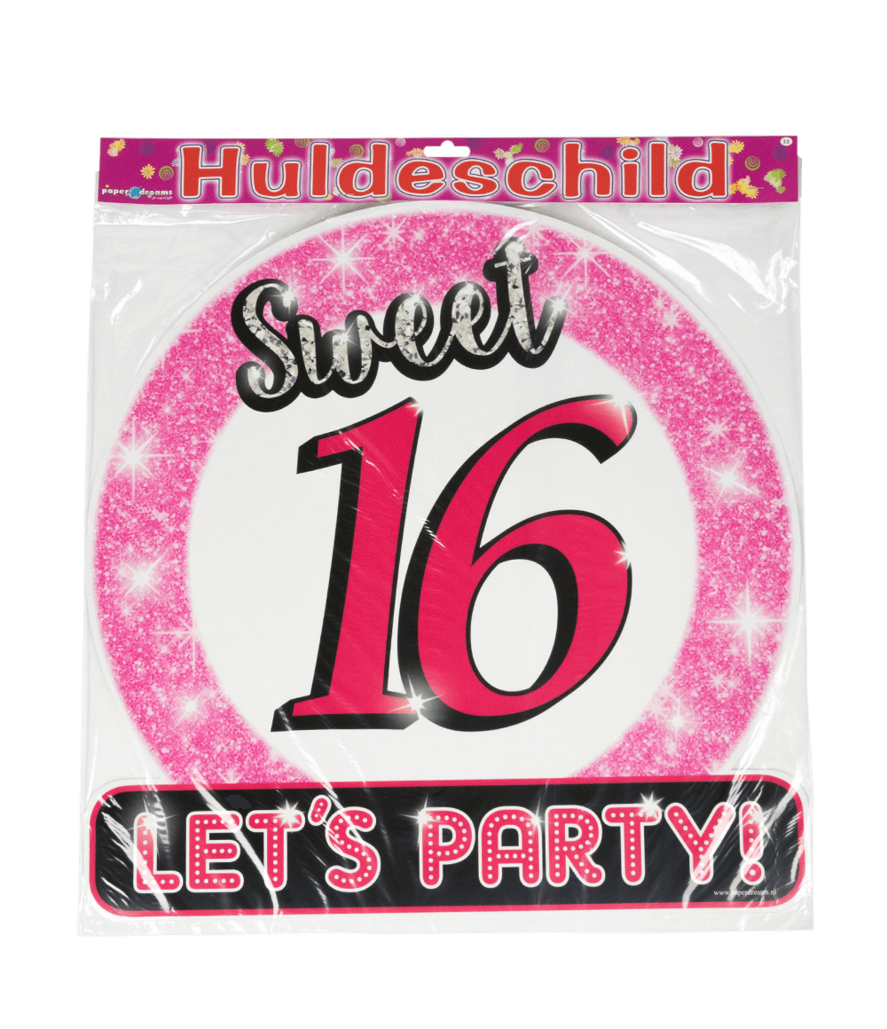 Deurbord 16 Jaar Sweet 16 Lets Party! 50cm