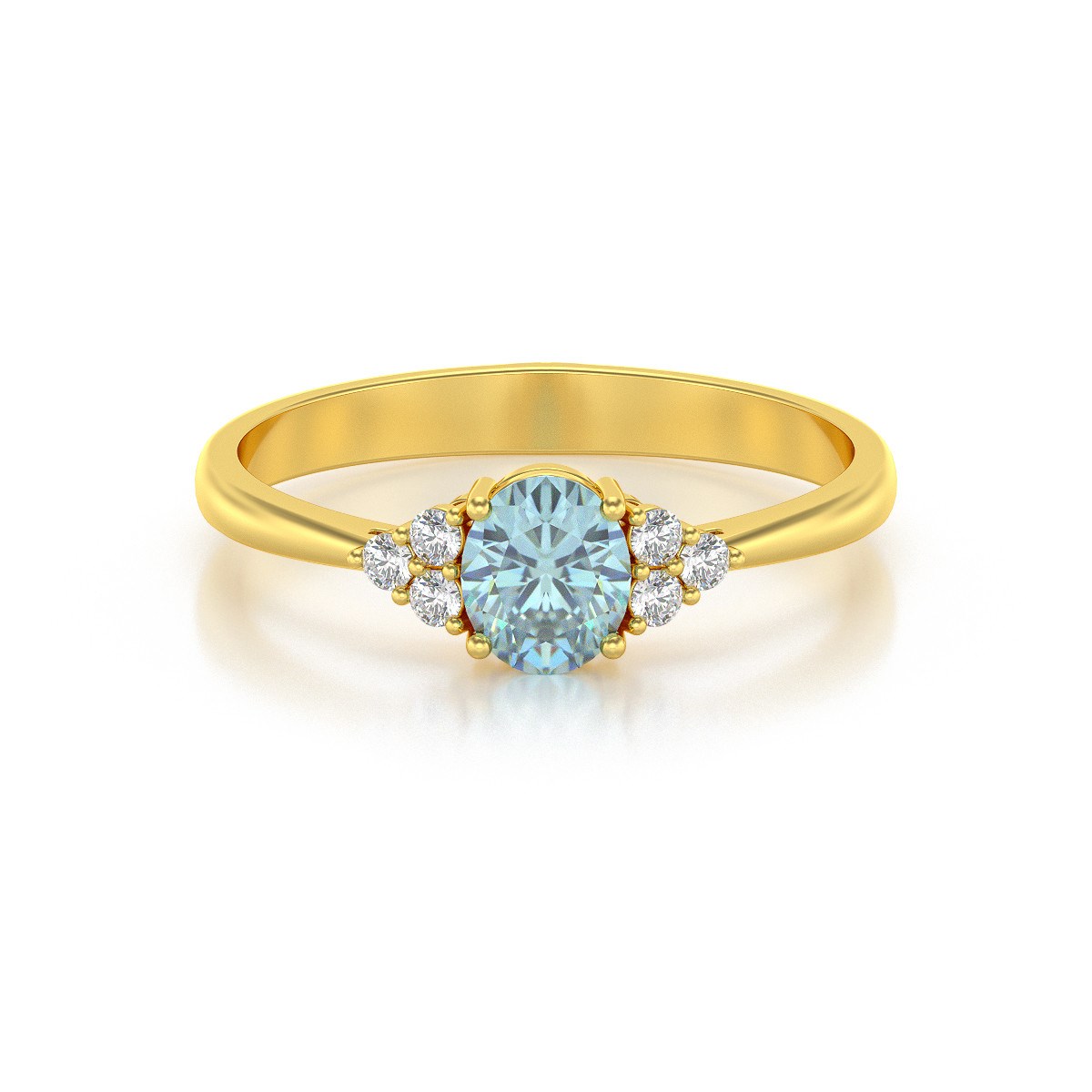 Bague ADEN Or 585 Jaune Aigue-Marine et diamants 2.20grs