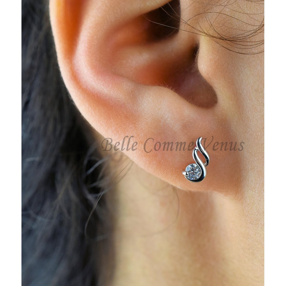 Boucles d'oreilles torsade oxyde de zirconium Argent 925 Rhodié
