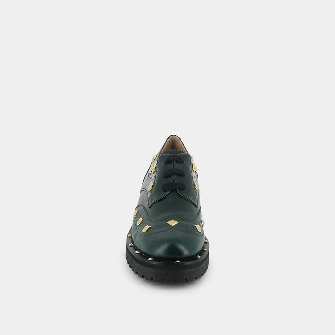 Derbies à clous  en cuir vert