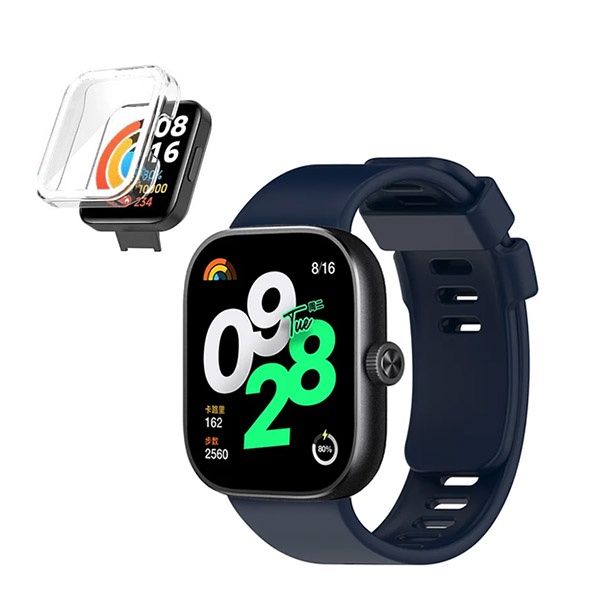 Phonecare Kit Capa Anti-Impacto   Bracelete Smoothsilicone Compativel Com Xiaomi Redmi Watch 4 Blue Escuro