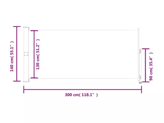 Auvent latéral rétractable de patio 140 x 300 cm Bleu