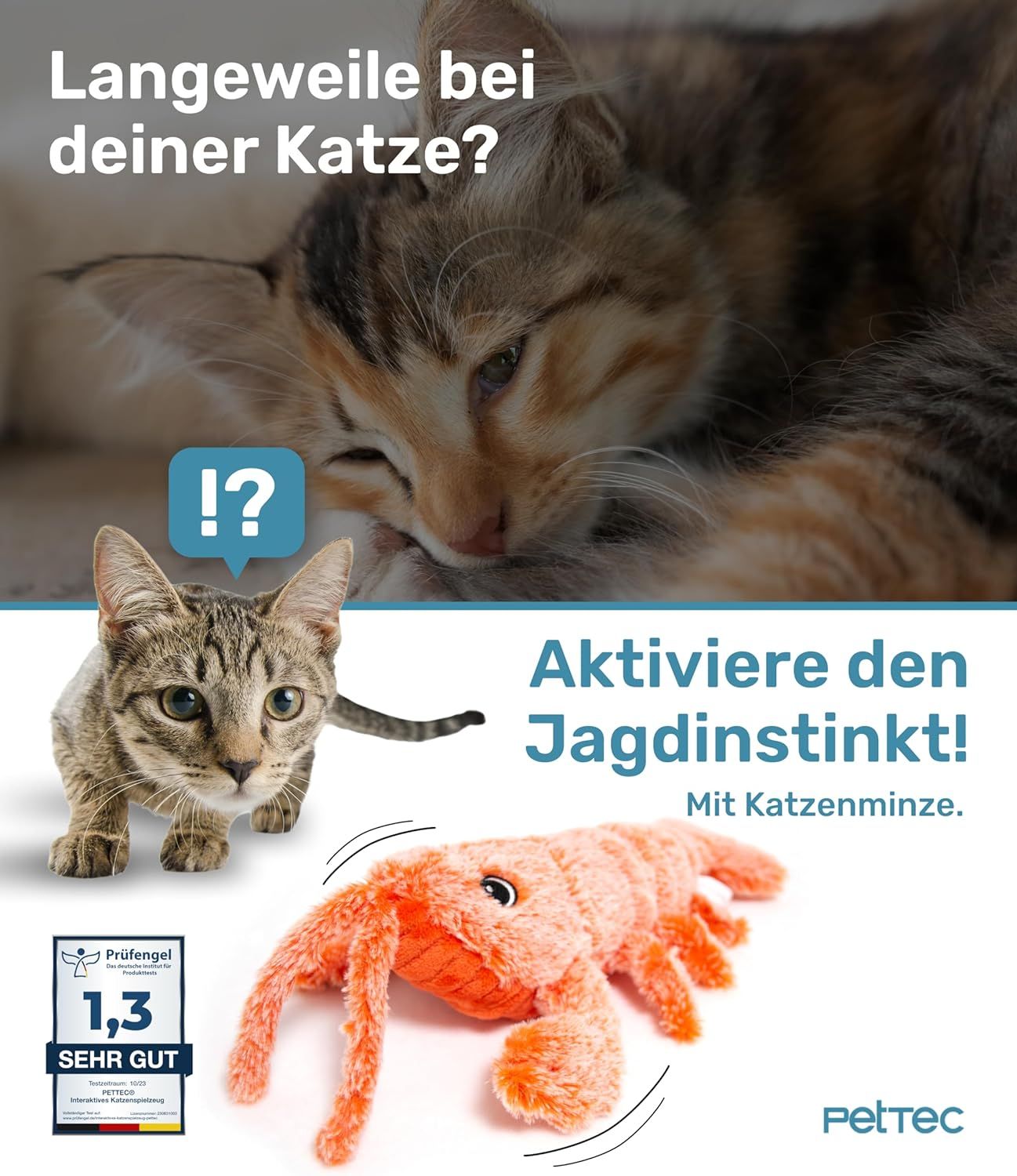 PetTec interaktives Plüschtier für Katzen - Hummer