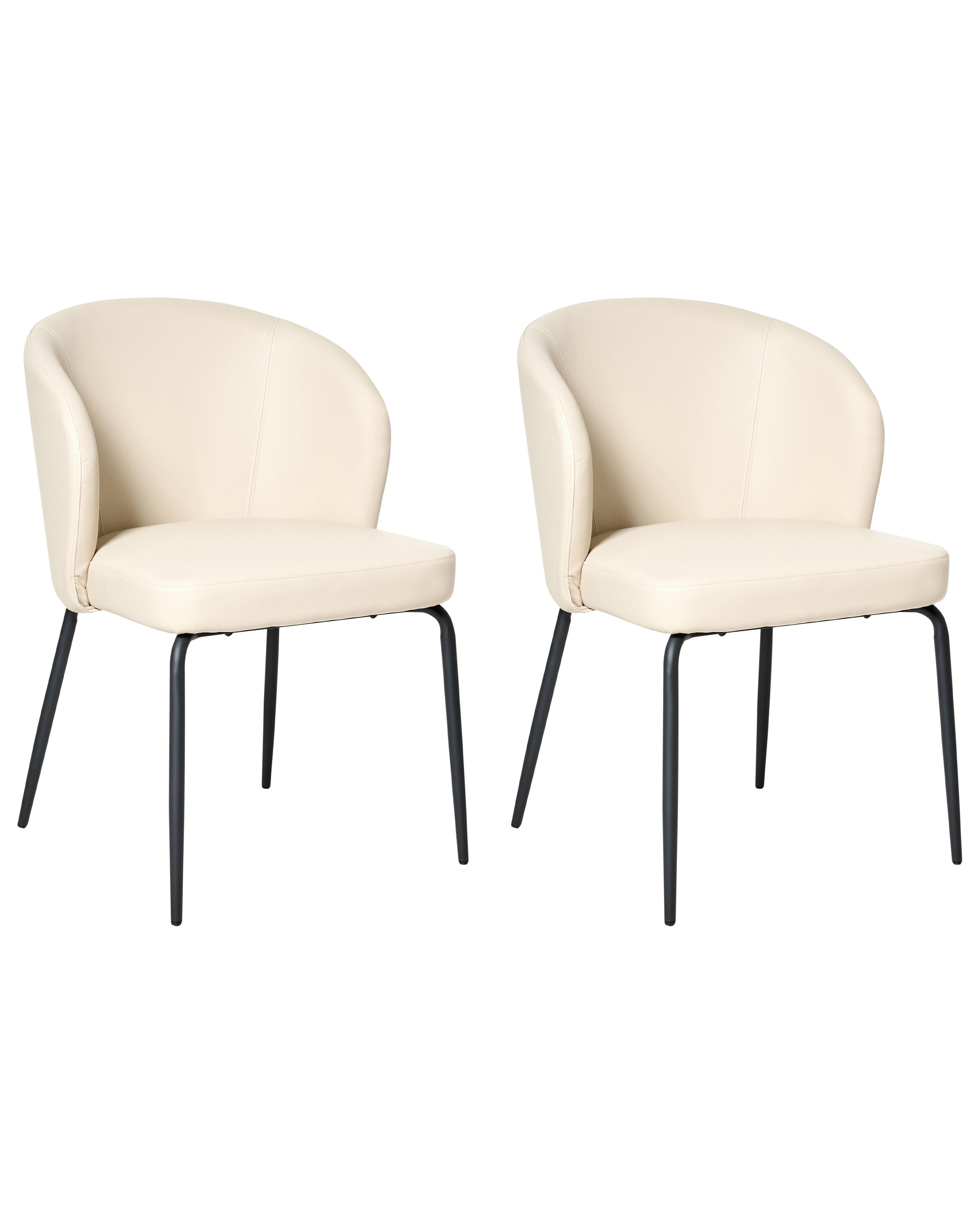 Set van 2 eetkamerstoelen ZANA Kunstleer Lichtbeige