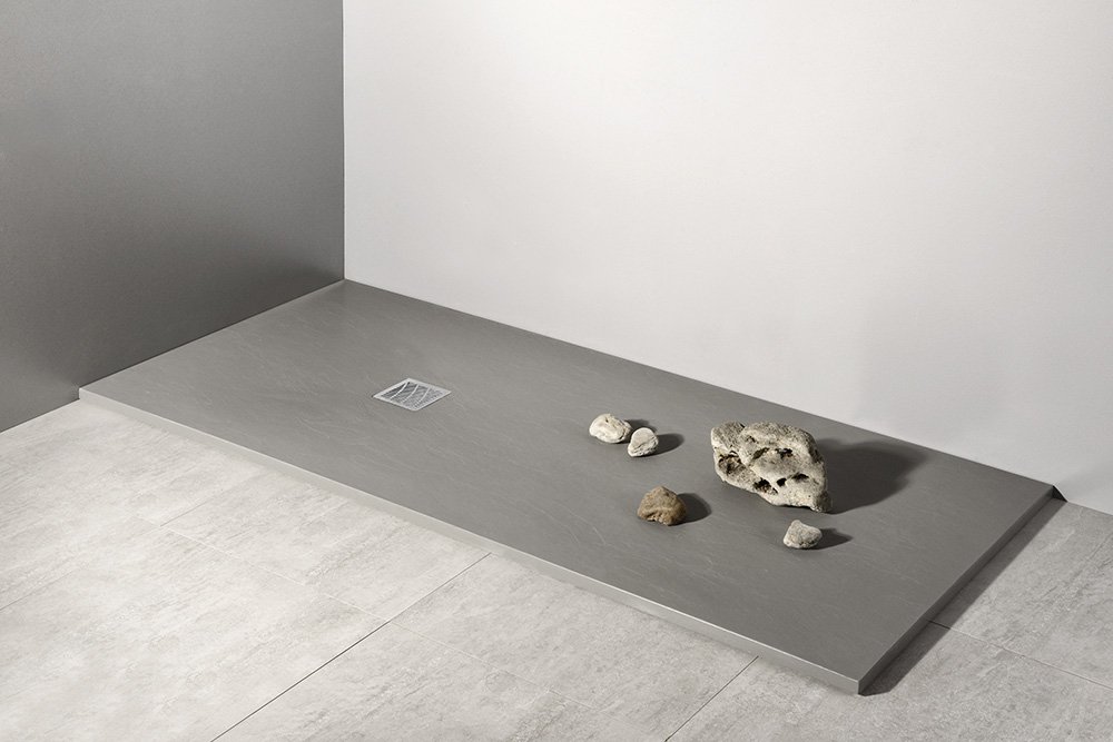 Gelco Mitia rechthoekige douchebak stone-look 120x90cm grijs