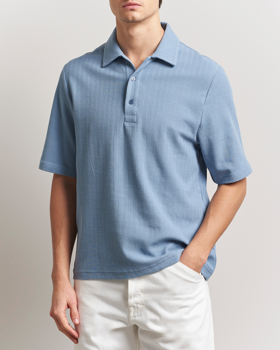 Filippa K Cotton Jersey Polo Air Blue
