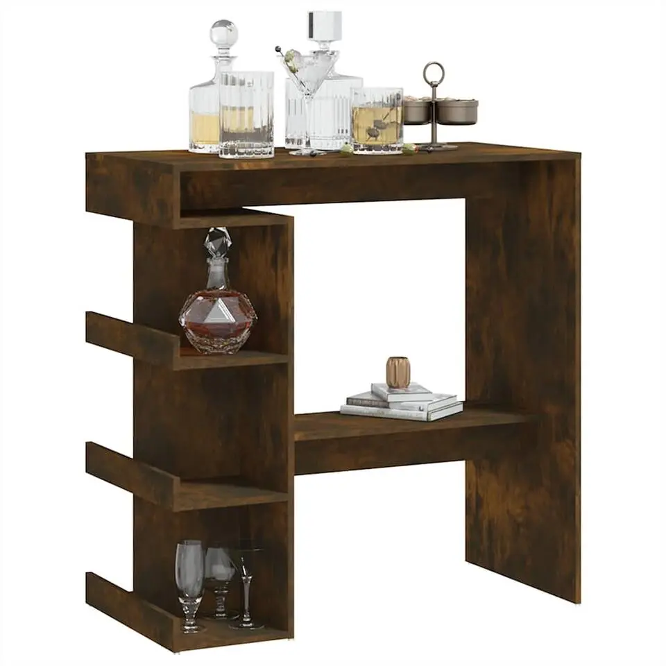vidaXL - Bartafel met opbergruimte - Gerookt eiken - Bewerkt hout - 100x50 cm