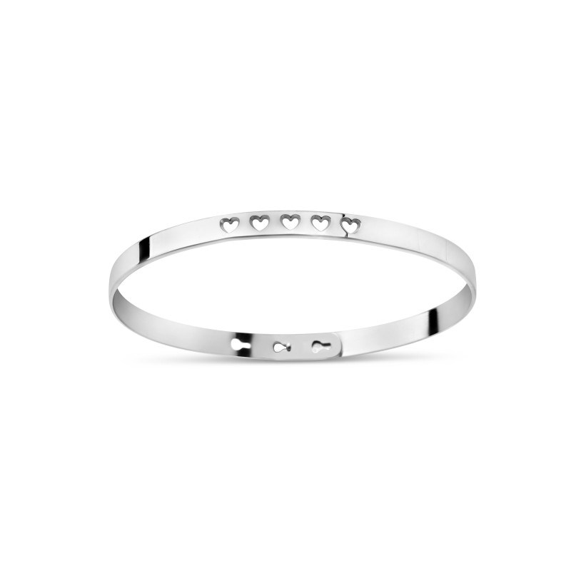 Jonc argent 925 5 Coeurs