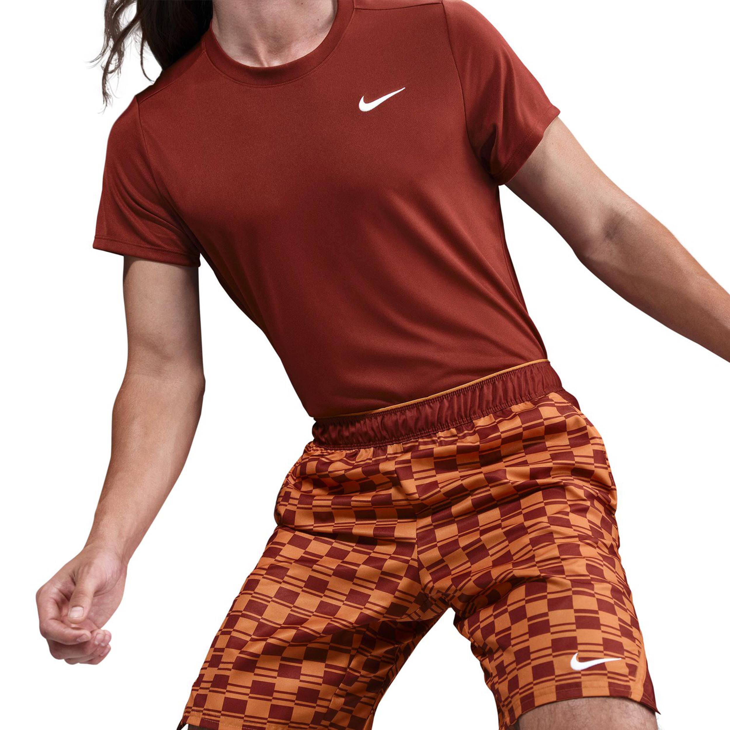 Nike Court Dri-FIT Victory High Rise 9in All Over Print Shorts Hommes - Marron