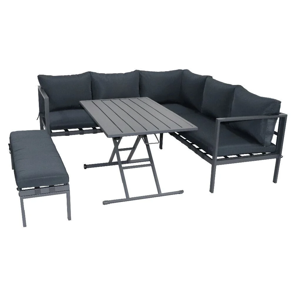 Ensemble repas de jardin Oslow 8 personnes métal gris