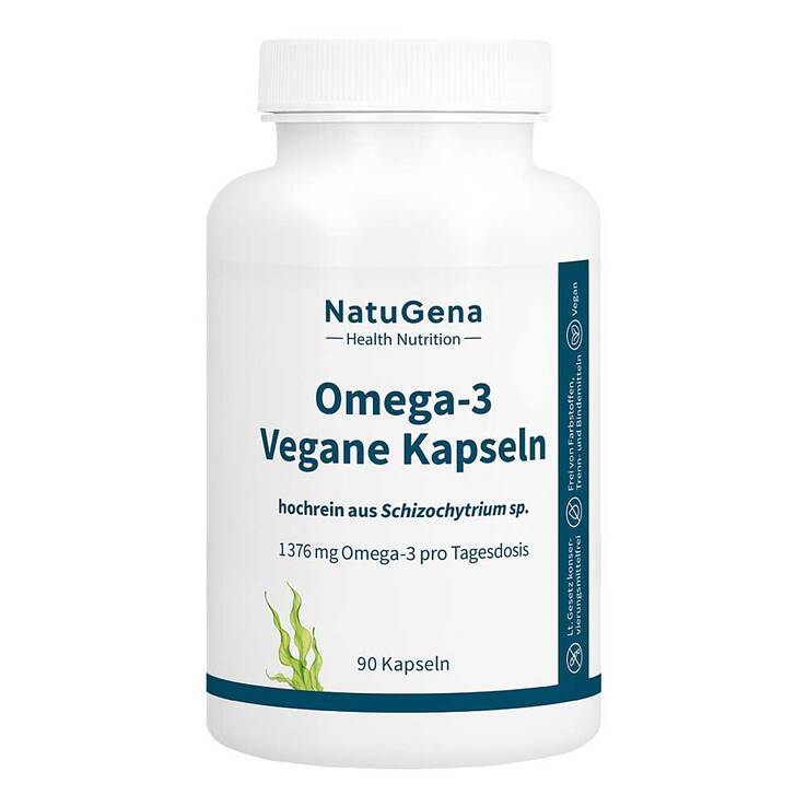 Omega-3 Vegan 1376mg 751 DHA 375 EPA Algenöl Kapseln , 90 St