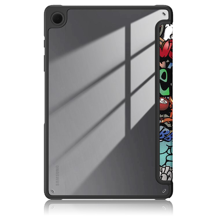 Samsung Galaxy Tab A9  Plus Hybrid Leder Tasche Smart Cover Schutzhülle   S-Pen Halterung - Graffiti