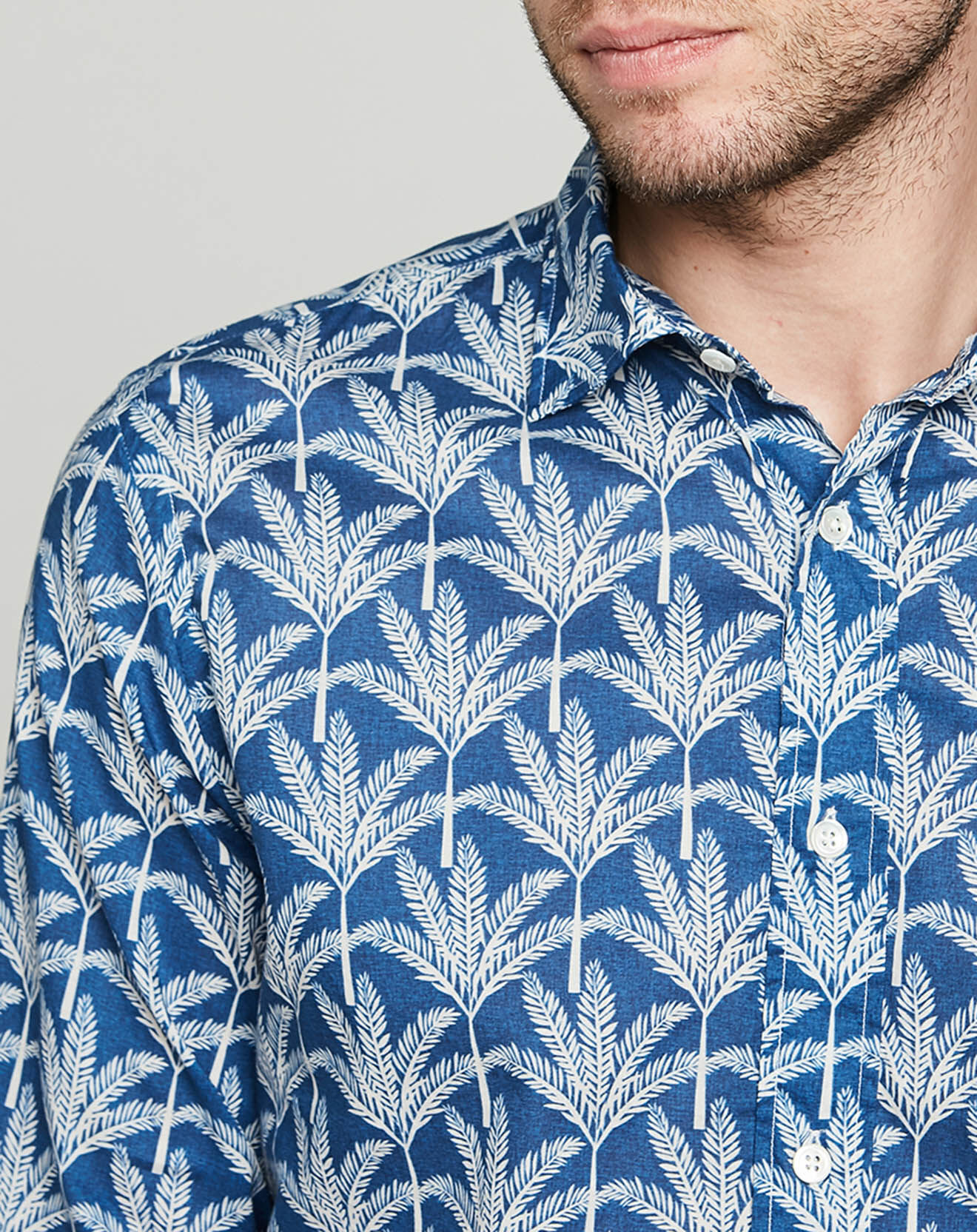 Hartford Chemise regular Paul imprimée bleu/blanc