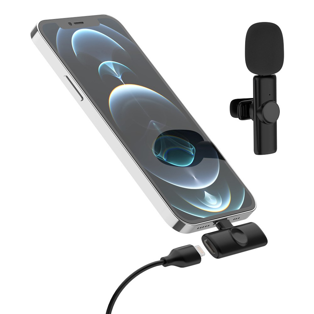 (3-tlg. Set) Kabelloses 360° Lavalier Mikrofon für iPhone / iPad mit Lightning Anschluss   Rauschunterdrückung für Livestreams / Interview / Podcast