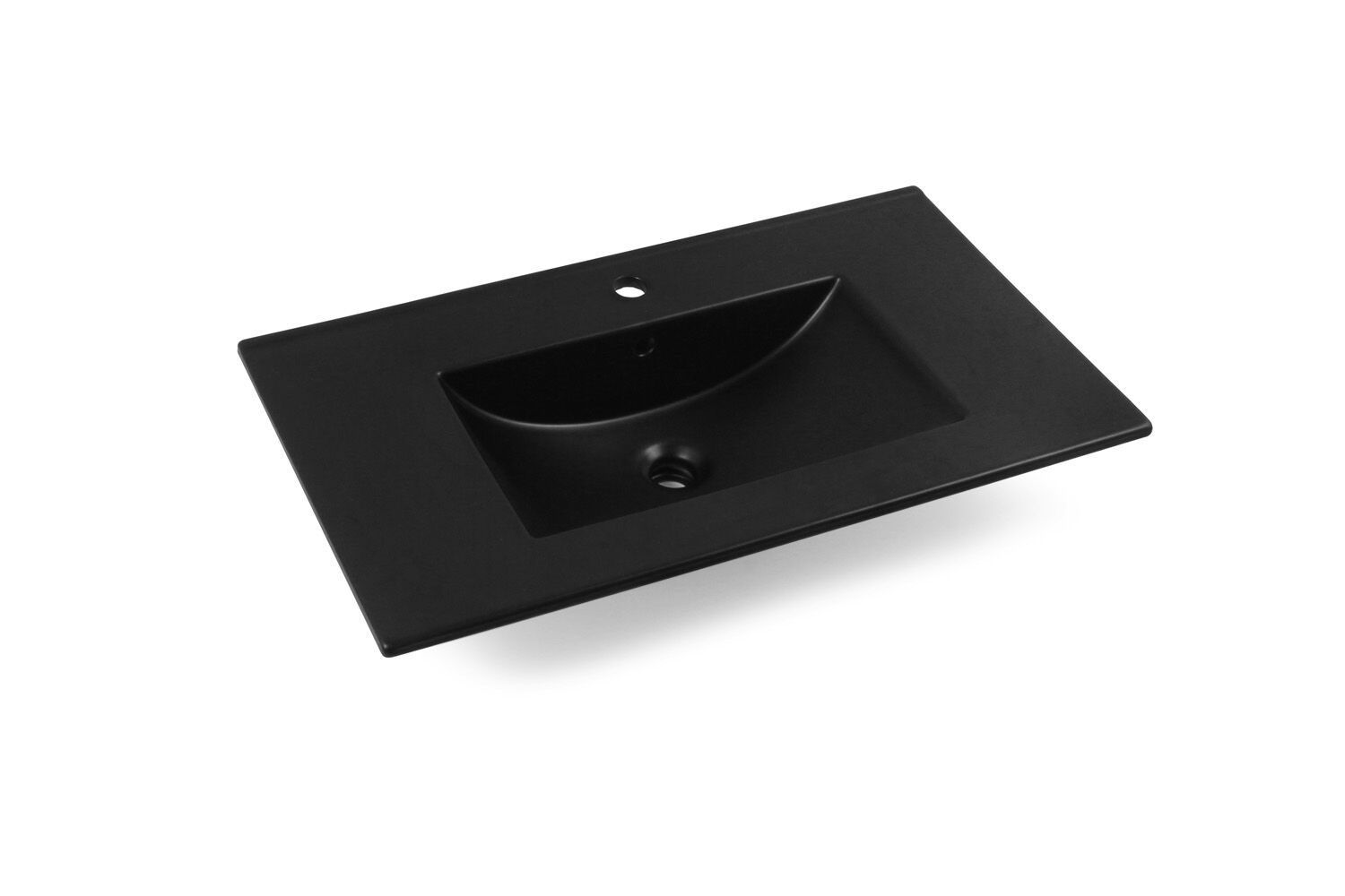 Fontana Rovigo badmeubel 80cm met zwarte wastafel en kraangat mat wit