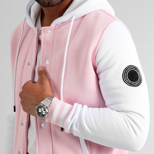 Veste Teddy A Capuche Premium 1151 Rose Blanc