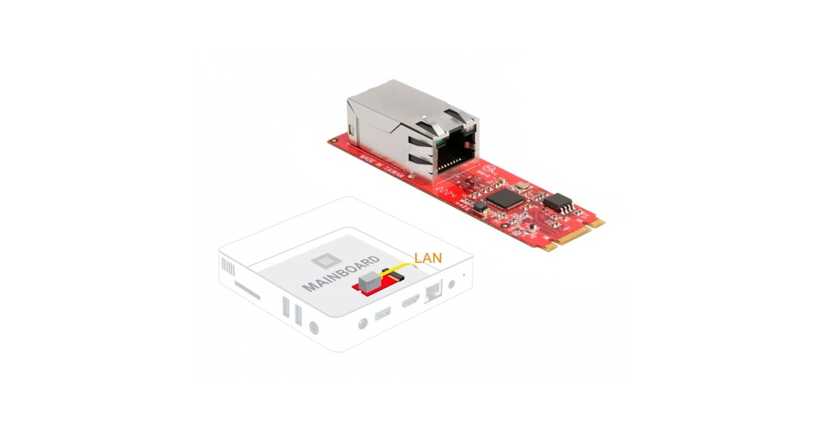 DeLOCKConverter M.2 Key B+M male to 1 x RJ45 2.5 Gigabit LAN port horizontal netwerkadapter