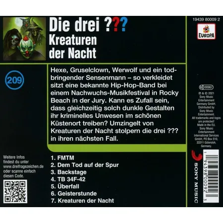 Europa Die drei ??? - 209: Kreaturen der Nacht