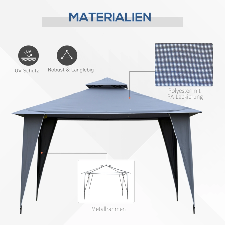 Outsunny Pavillon mit Doppeldach grau