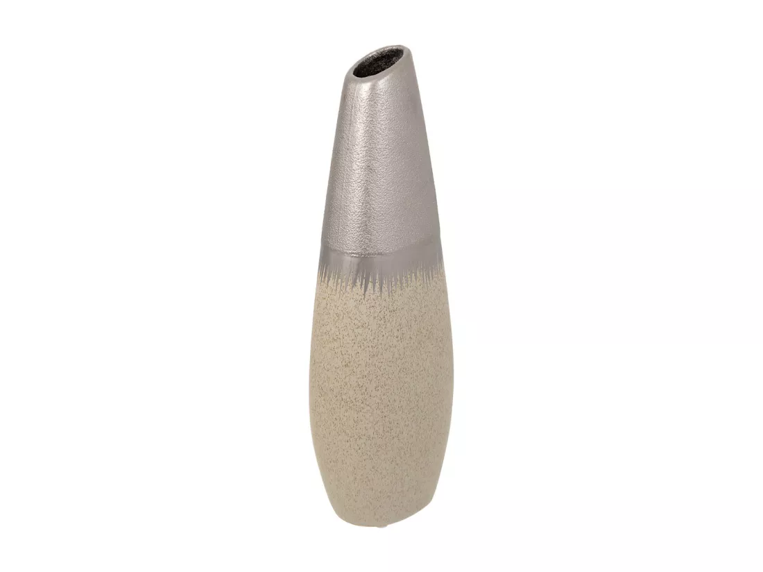 Vase en céramique argentée 12x7x35h