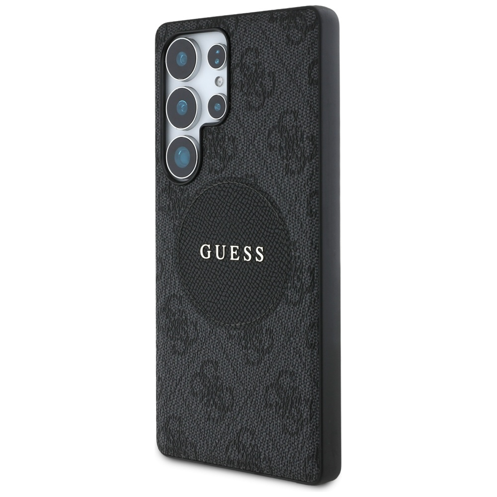 Samsung Galaxy S25 Ultra Leder Hardcase Hülle 4G Round Patch Logo MagSafe-Modul (GUHMS25LP4PGRSGK) - Schwarz