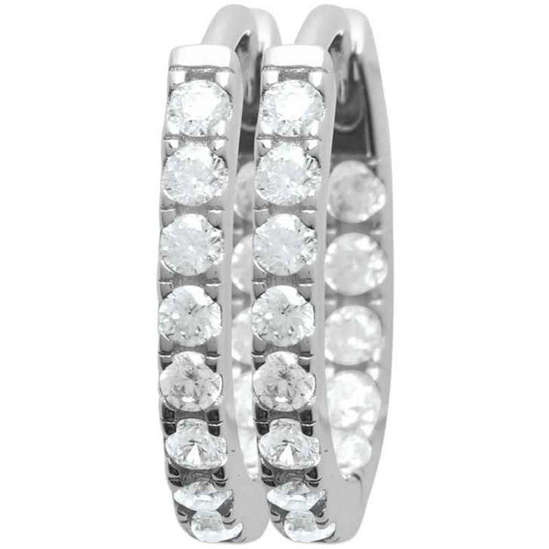 Boucles d'oreilles créoles - Argent 925/1000 rhodié & oxyde de zirconium