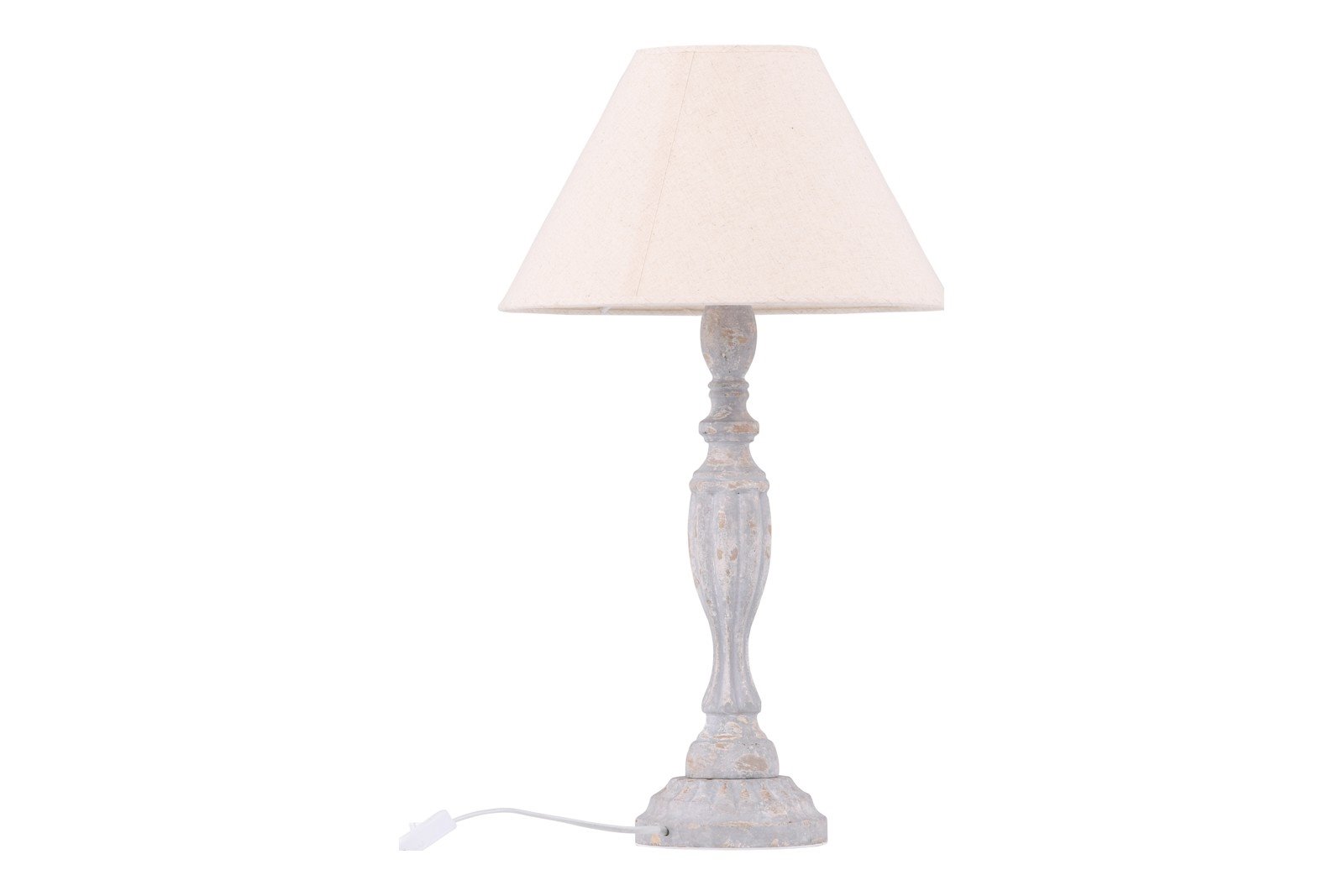 Caen bordlampe Lys grå fot med lampeskjerm i beige tekstil