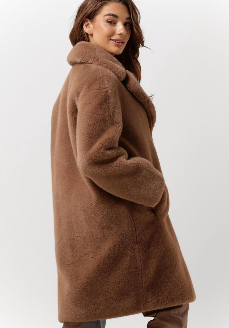 STAND STUDIO taupe stand studio faux fur jas camille cocoon coat