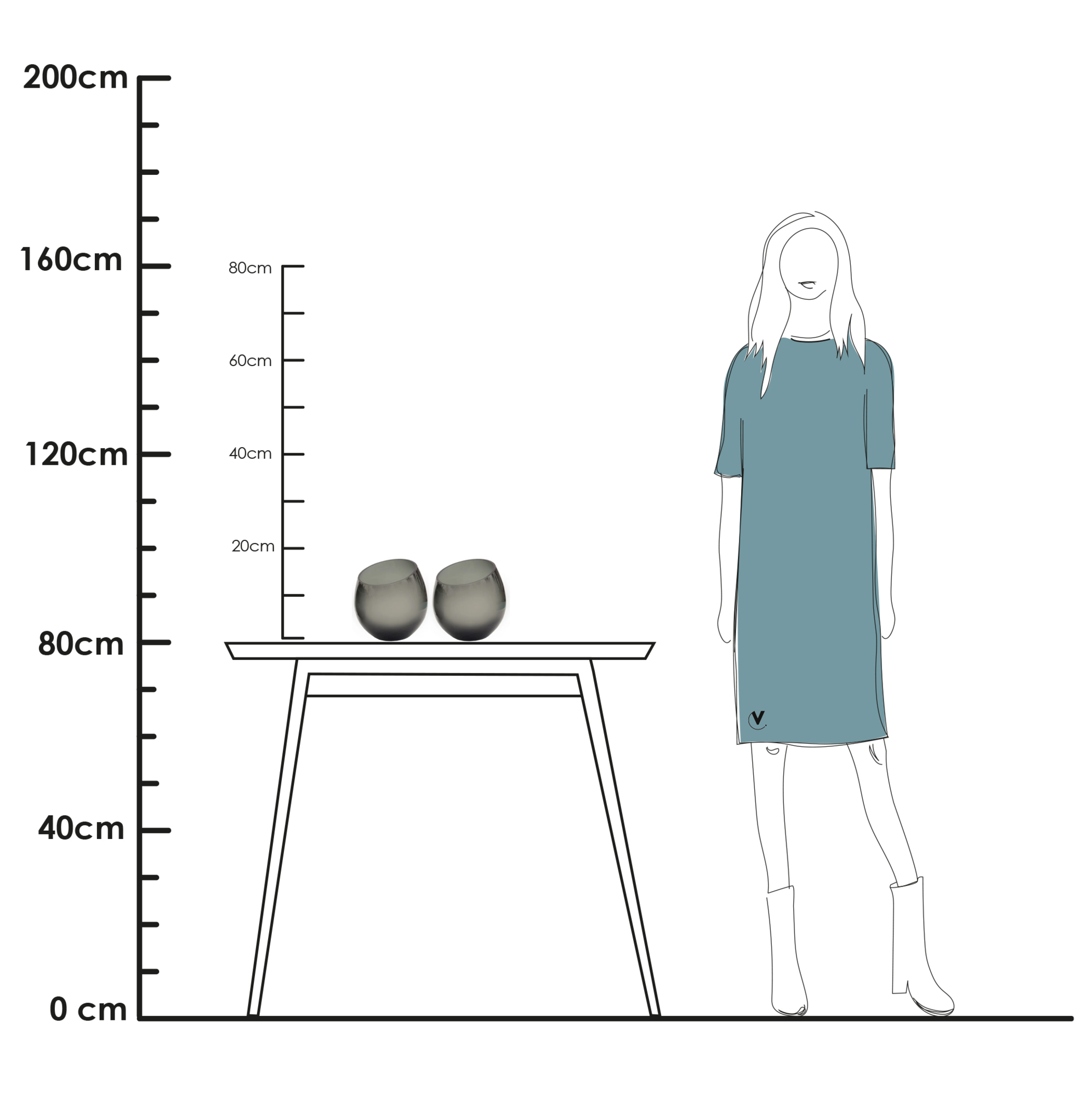Waxinelichthouder Moho Ø15,5 cm grey - set van 2