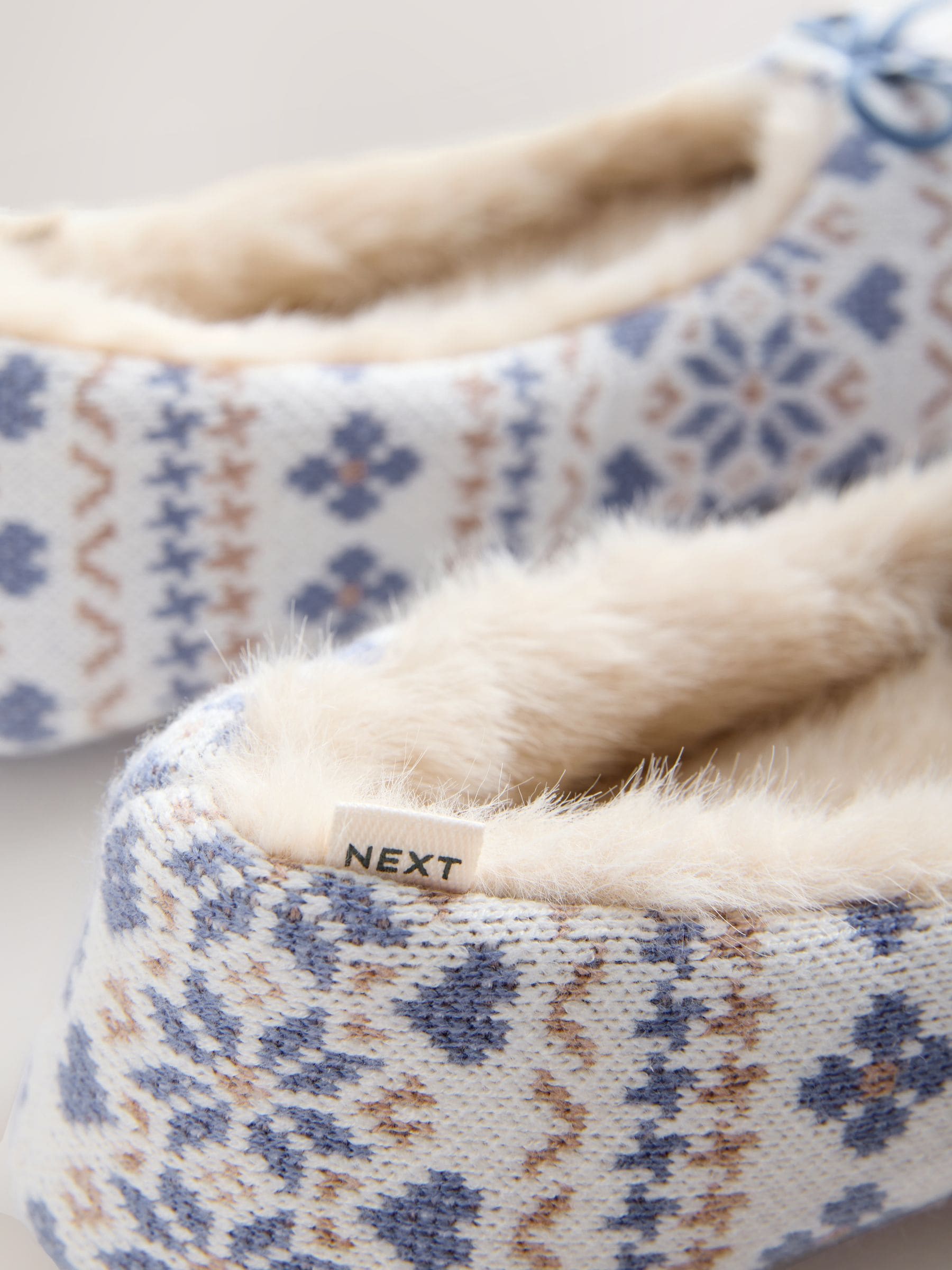 Blauw Fairisle-patroon - Ballerinapantoffels