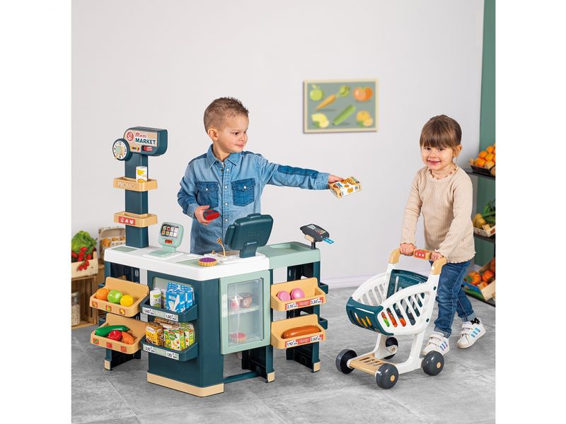 Smoby Supermarkt mit Einkaufswagen Kaufmannsladen mit über 50 Accessoires