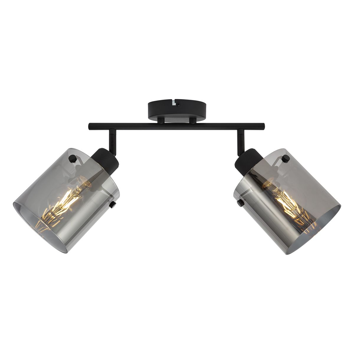 Design plafondspot zwart met smoke glas 2-lichts - Domo
