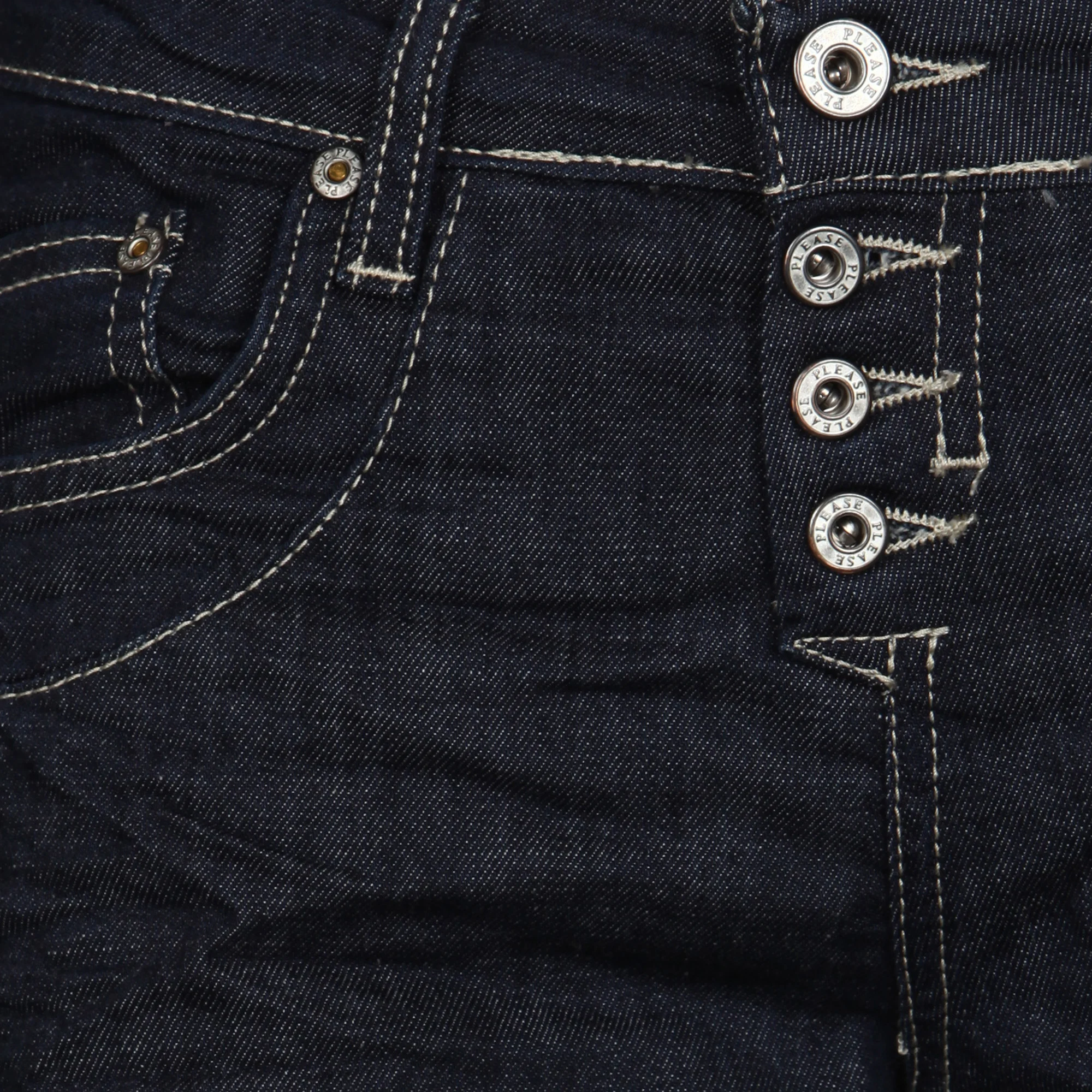 Jean slim taille normale boutonné | Bleu