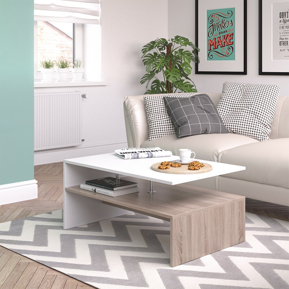 VICCO Couchtisch AMATO in Weiß / Eiche Sonoma - Wohnzimmer Sofatisch Kaffeetisch