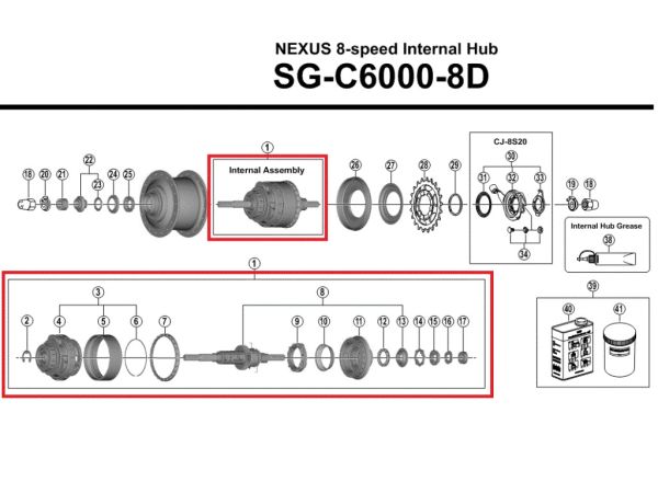 Shimano Nexus C6000-8D Navindsats, Skivebremse