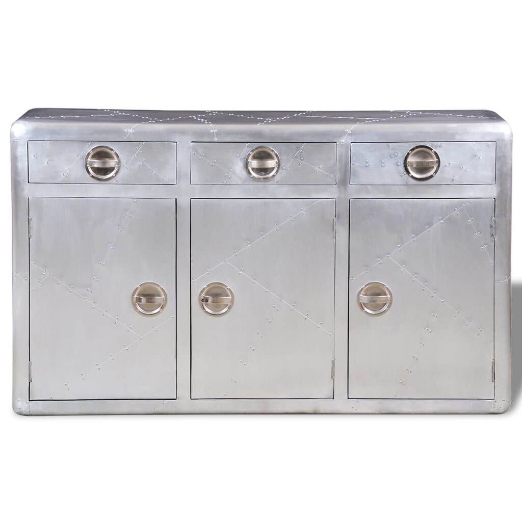 vidaXL Vintage aluminium pilotenkast met 3 lades